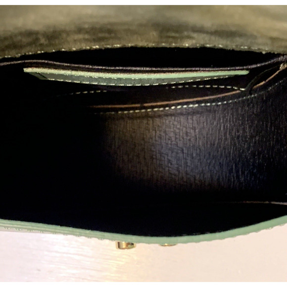 Isadora Crossbody Shoulder Bag Cellphone Green Embossed Leather Wide Strap NWT - Picture 11 of 12